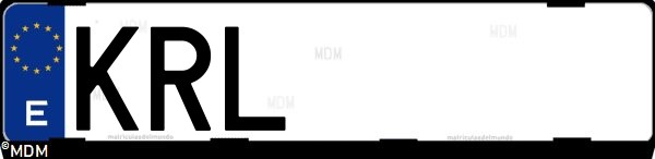 Matrícula española KRL, correspondiente al año 2018
