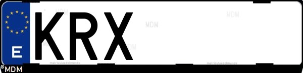 Matrícula española KRX, correspondiente al año 2018