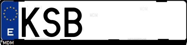 Matrícula española KSB, correspondiente al año 2018