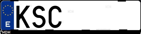 Matrícula española KSC, correspondiente al año 2018