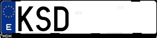 Matrícula española KSD, correspondiente al año 2018