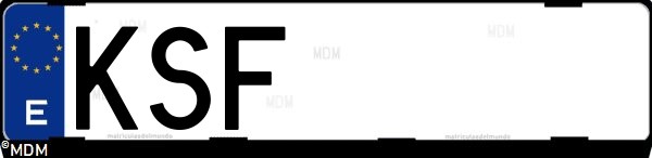 Matrícula española KSF, correspondiente al año 2018