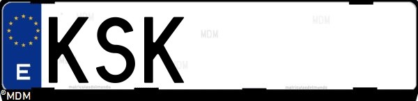 Matrícula española KSK, correspondiente al año 2018