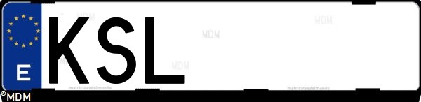 Matrícula española KSL, correspondiente al año 2018