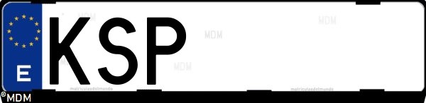 Matrícula española KSP, correspondiente al año 2018