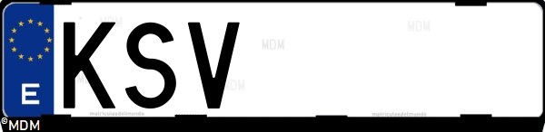 Matrícula española KSV, correspondiente al año 2019