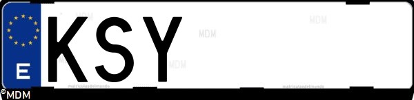 Matrícula española KSY, correspondiente al año 2019