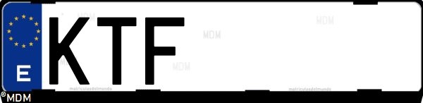 Matrícula española KTF, correspondiente al año 2019