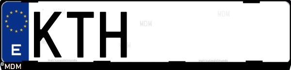 Matrícula española KTH, correspondiente al año 2019