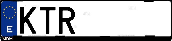 Matrícula española KTR, correspondiente al año 2019