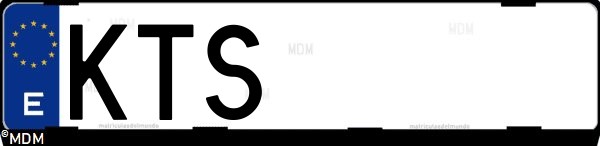 Matrícula española KTS, correspondiente al año 2019