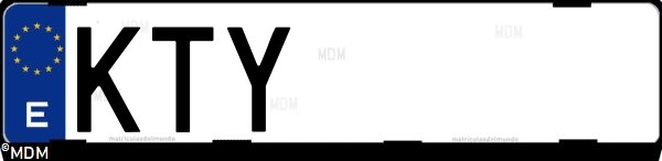 Matrícula española KTY, correspondiente al año 2019