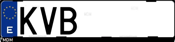 Matrícula española KVB, correspondiente al año 2019