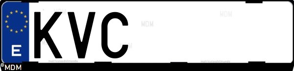 Matrícula española KVC, correspondiente al año 2019