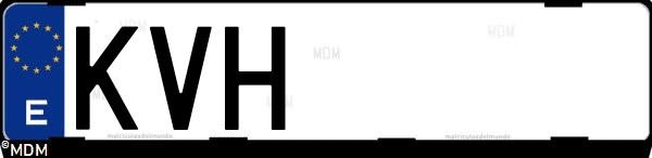 Matrícula española KVH, correspondiente al año 2019