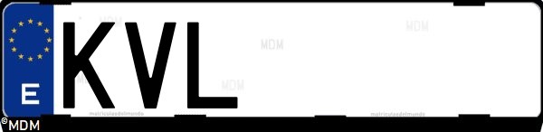 Matrícula española KVL, correspondiente al año 2019