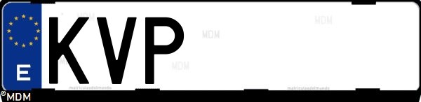 Matrícula española KVP, correspondiente al año 2019