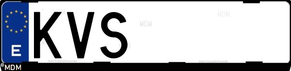 Matrícula española KVS, correspondiente al año 2019