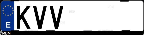 Matrícula española KVV, correspondiente al año 2019