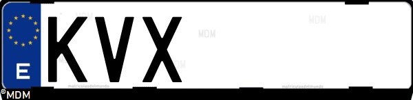Matrícula española KVX, correspondiente al año 2019