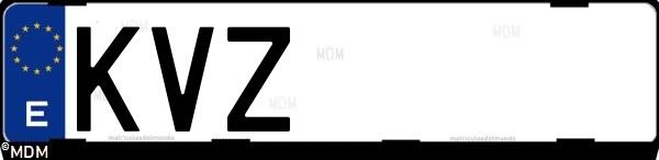 Matrícula española KVZ, correspondiente al año 2019