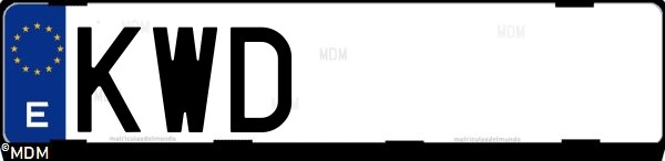 Matrícula española KWD, correspondiente al año 2019