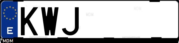Matrícula española KWJ, correspondiente al año 2019