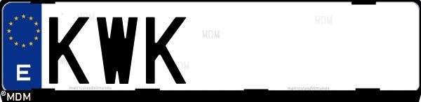 Matrícula española KWK, correspondiente al año 2019