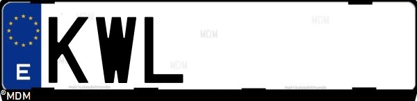 Matrícula española KWL, correspondiente al año 2019
