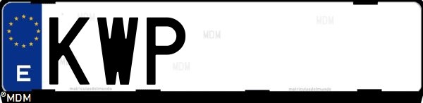 Matrícula española KWP, correspondiente al año 2019