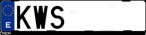 Matrícula española KWS, correspondiente al año 2019