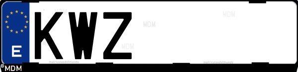 Matrícula española KWZ, correspondiente al año 2019