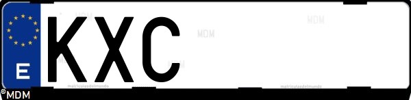 Matrícula española KXC, correspondiente al año 2019