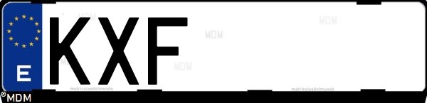 Matrícula española KXF, correspondiente al año 2019