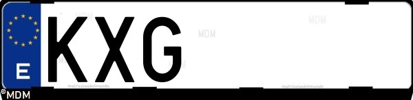 Matrícula española KXG, correspondiente al año 2019