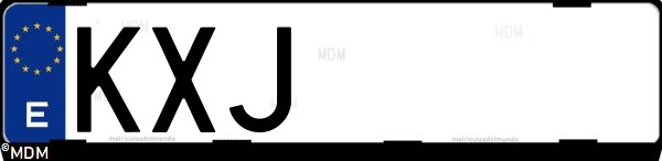 Matrícula española KXJ, correspondiente al año 2019