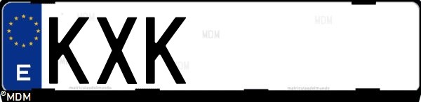 Matrícula española KXK, correspondiente al año 2019