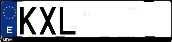 Matrícula española KXL, correspondiente al año 2019