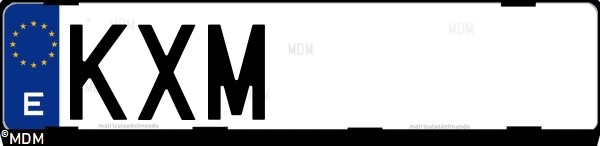 Matrícula española KXM, correspondiente al año 2019