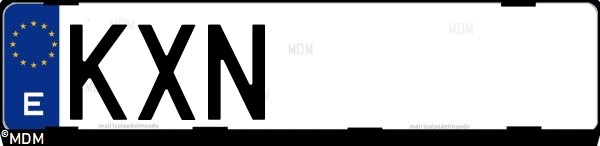 Matrícula española KXN, correspondiente al año 2019