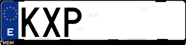 Matrícula española KXP, correspondiente al año 2019