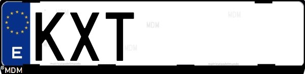 Matrícula española KXT, correspondiente al año 2019