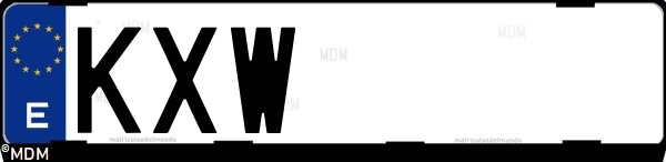 Matrícula española KXW, correspondiente al año 2019