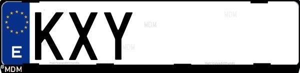 Matrícula española KXY, correspondiente al año 2019