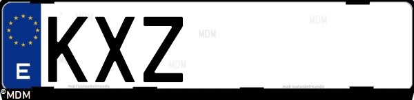 Matrícula española KXZ, correspondiente al año 2019