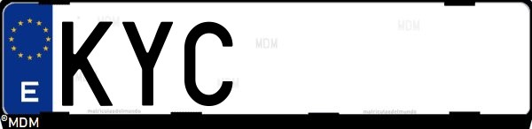 Matrícula española KYC, correspondiente al año 2019