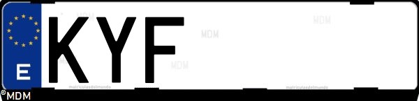 Matrícula española KYF, correspondiente al año 2019
