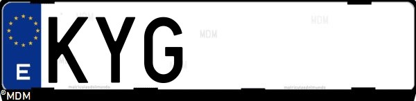 Matrícula española KYG, correspondiente al año 2019