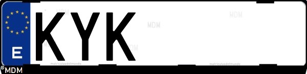 Matrícula española KYK, correspondiente al año 2019
