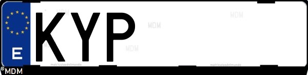 Matrícula española KYP, correspondiente al año 2019